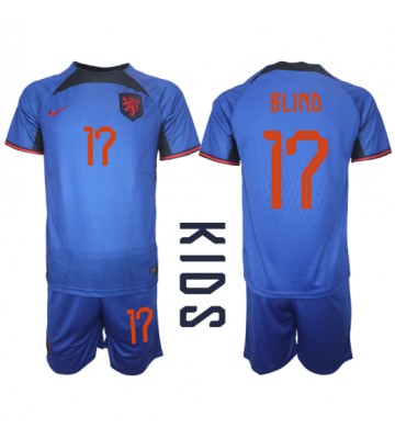 Netherlands Daley Blind #17 Replica Away Stadium Kit for Kids World Cup 2022 Short Sleeve (+ pants)